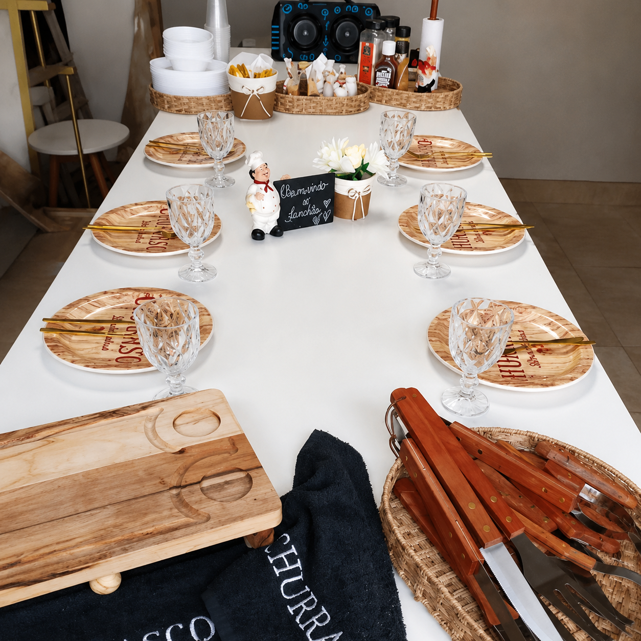 Pano de Prato Personalizado "Churrasco" - 40x65cm