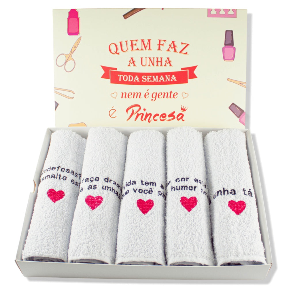 Kit Curtidas - 12 Toalhas com Frases para Manicures