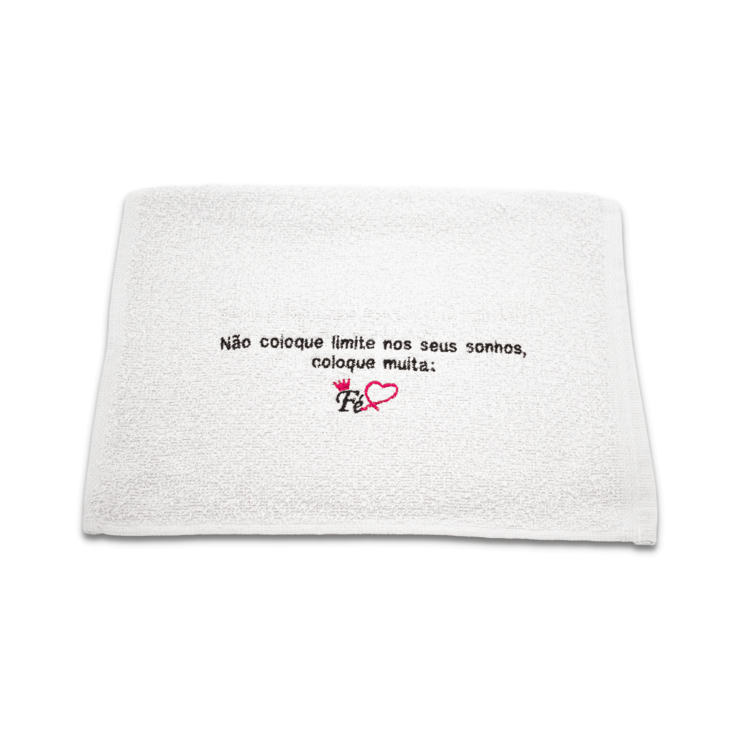 Toalha para Manicure Bordada com Frase de Fé - 28x45cm